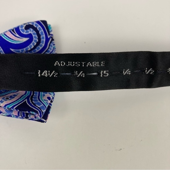 Men's Chaps Silk Bow Tie Blue/Pink Paisley Print Adjustable - Picture 8 of 10